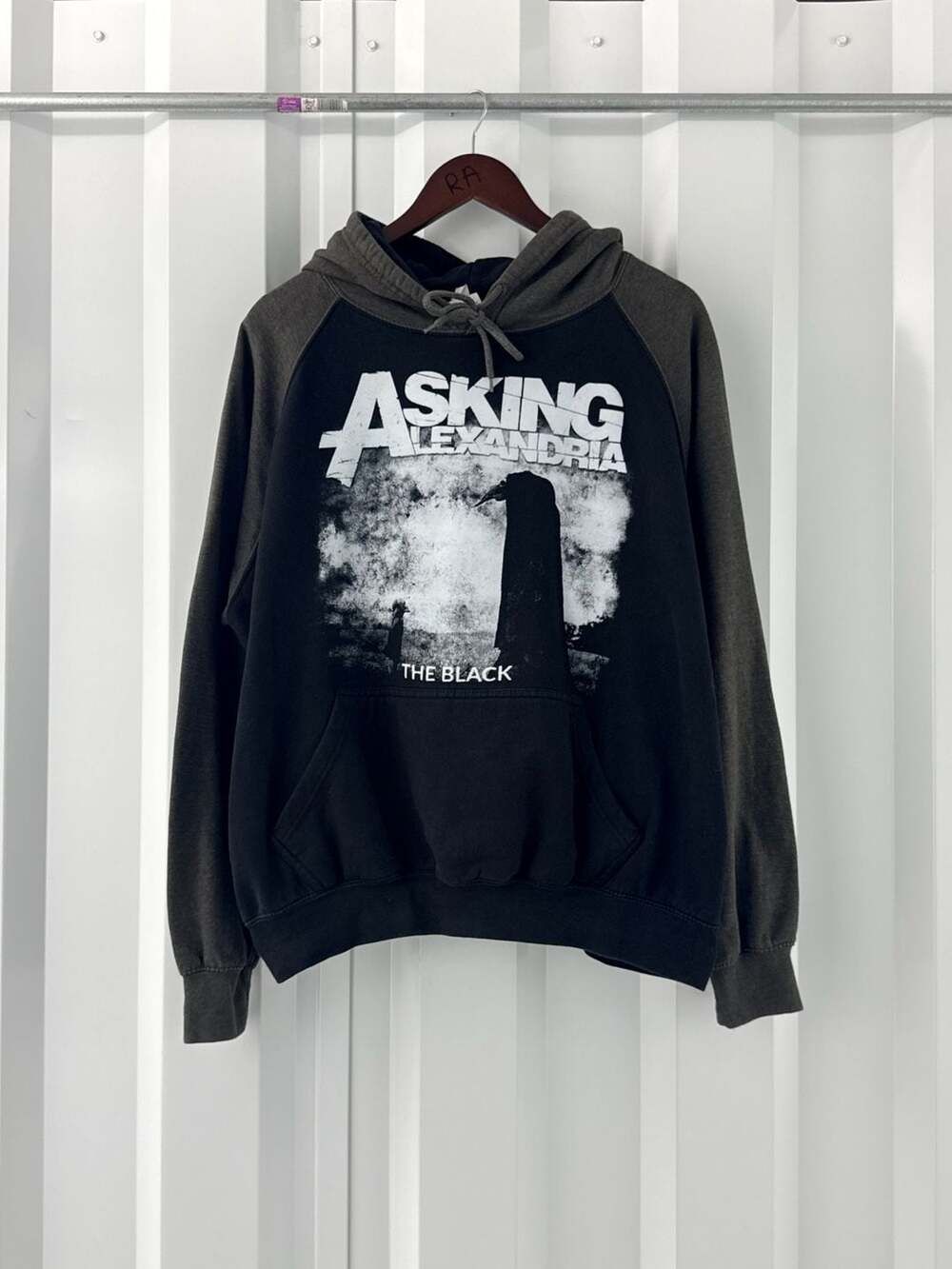 Asking Alexandria "The Black" Band Hoodie Size XL Grey Raglan Three Layer